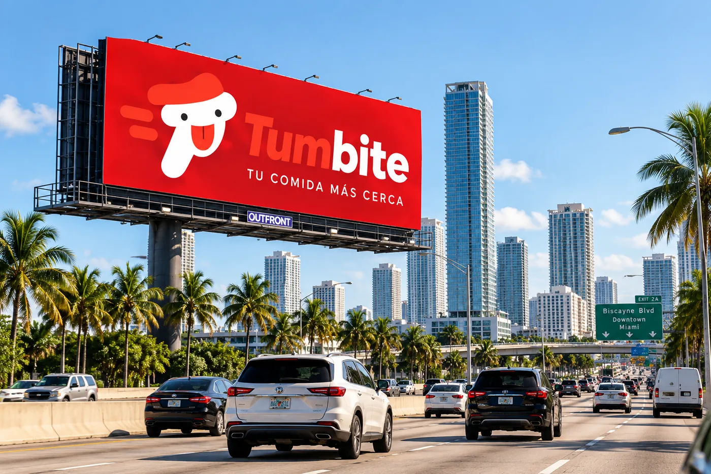 Cartel de Tumbite en una autopista de Miami